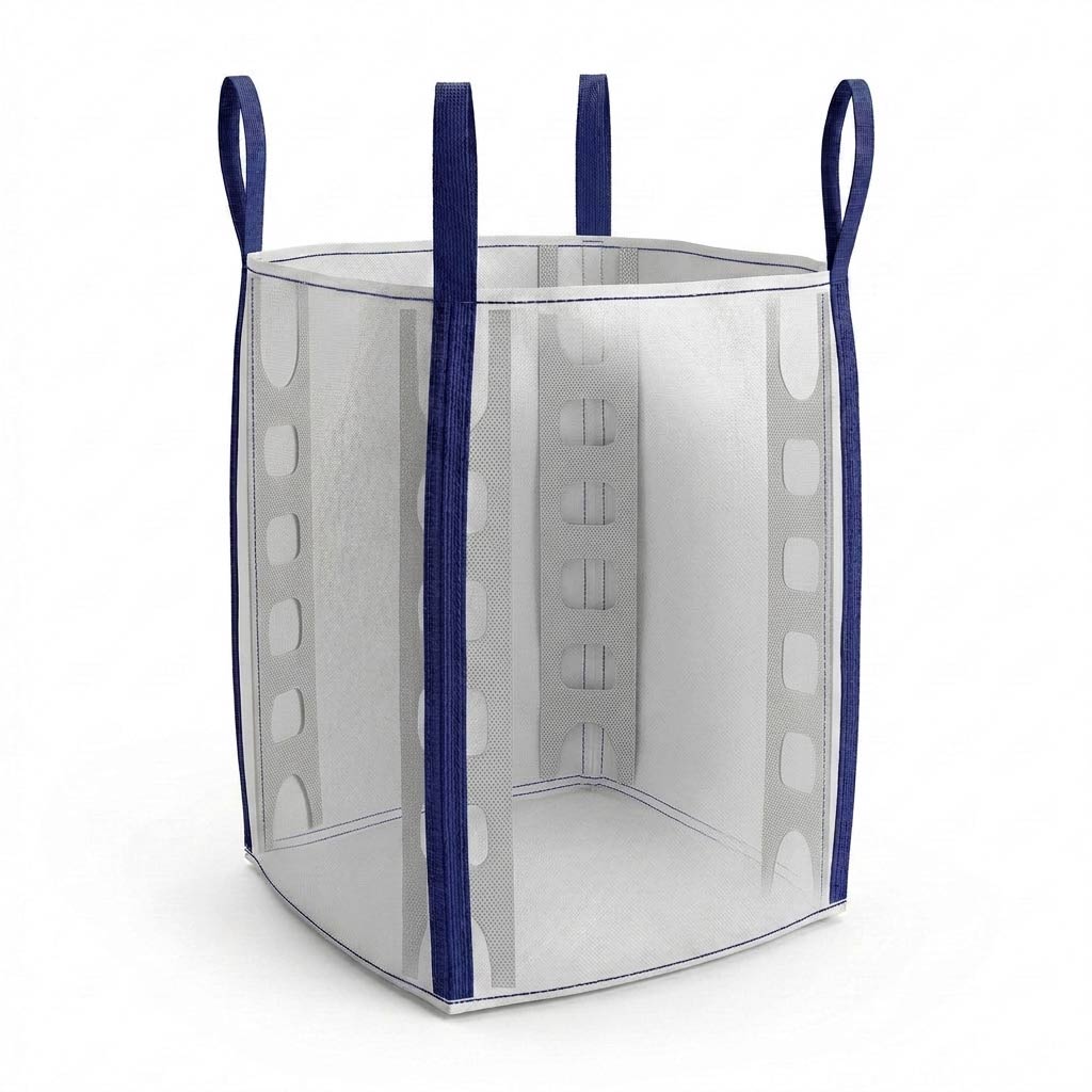 Big bag Q-Bag de polipropileno con baffles interiores para almacenamiento y transporte de productos a granel.