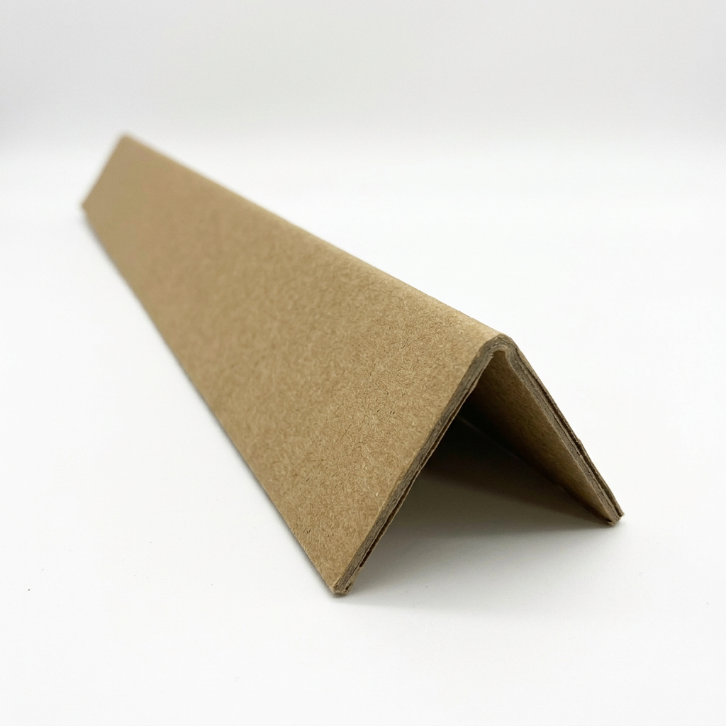 Cantonera kraft para embalaje industrial utilizada para proteger esquinas, reforzar cargas y mejorar la estabilidad del palet.