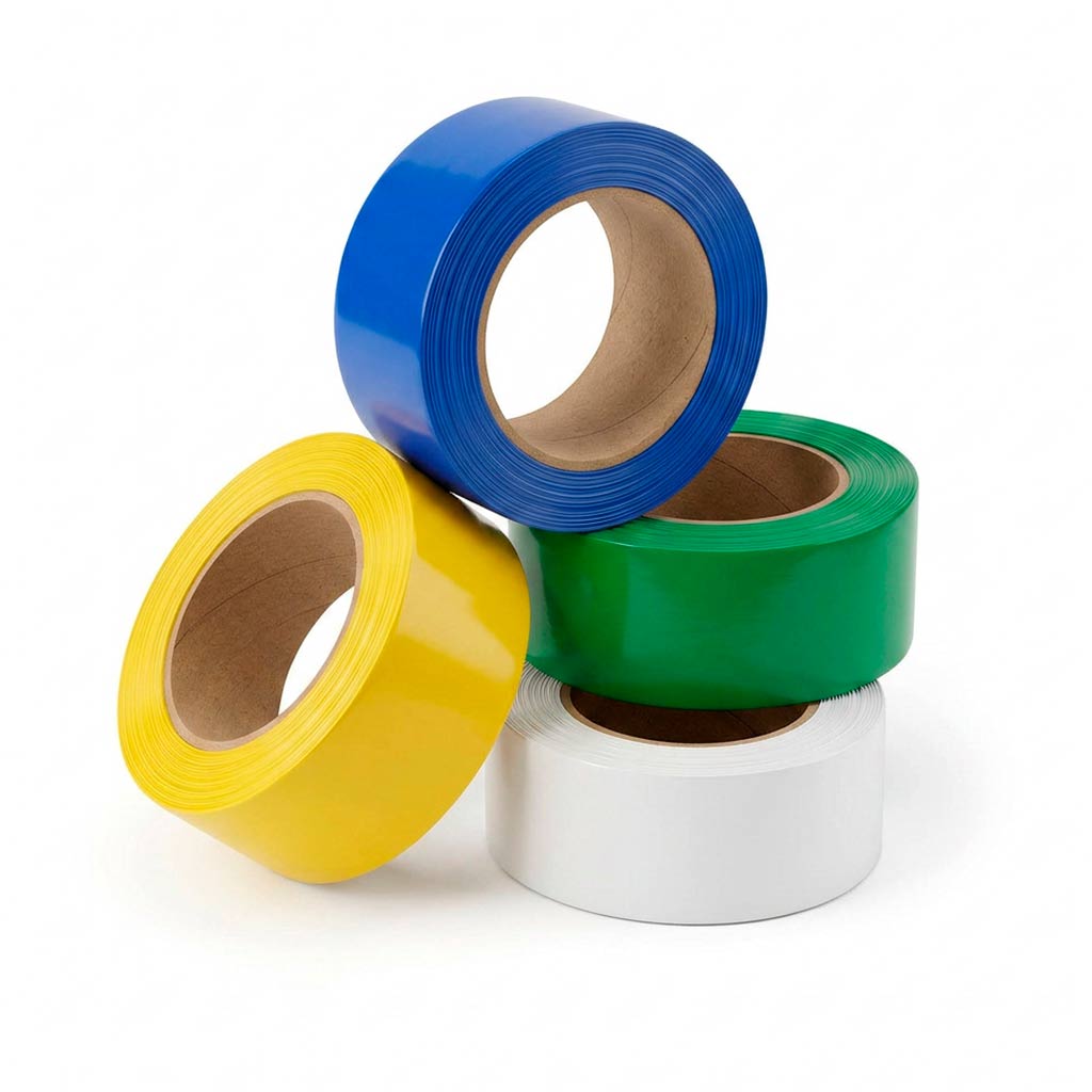 Cinta adhesiva PPA para embalaje industrial en varios colores, diseñada para el cierre seguro de cajas y paquetes.